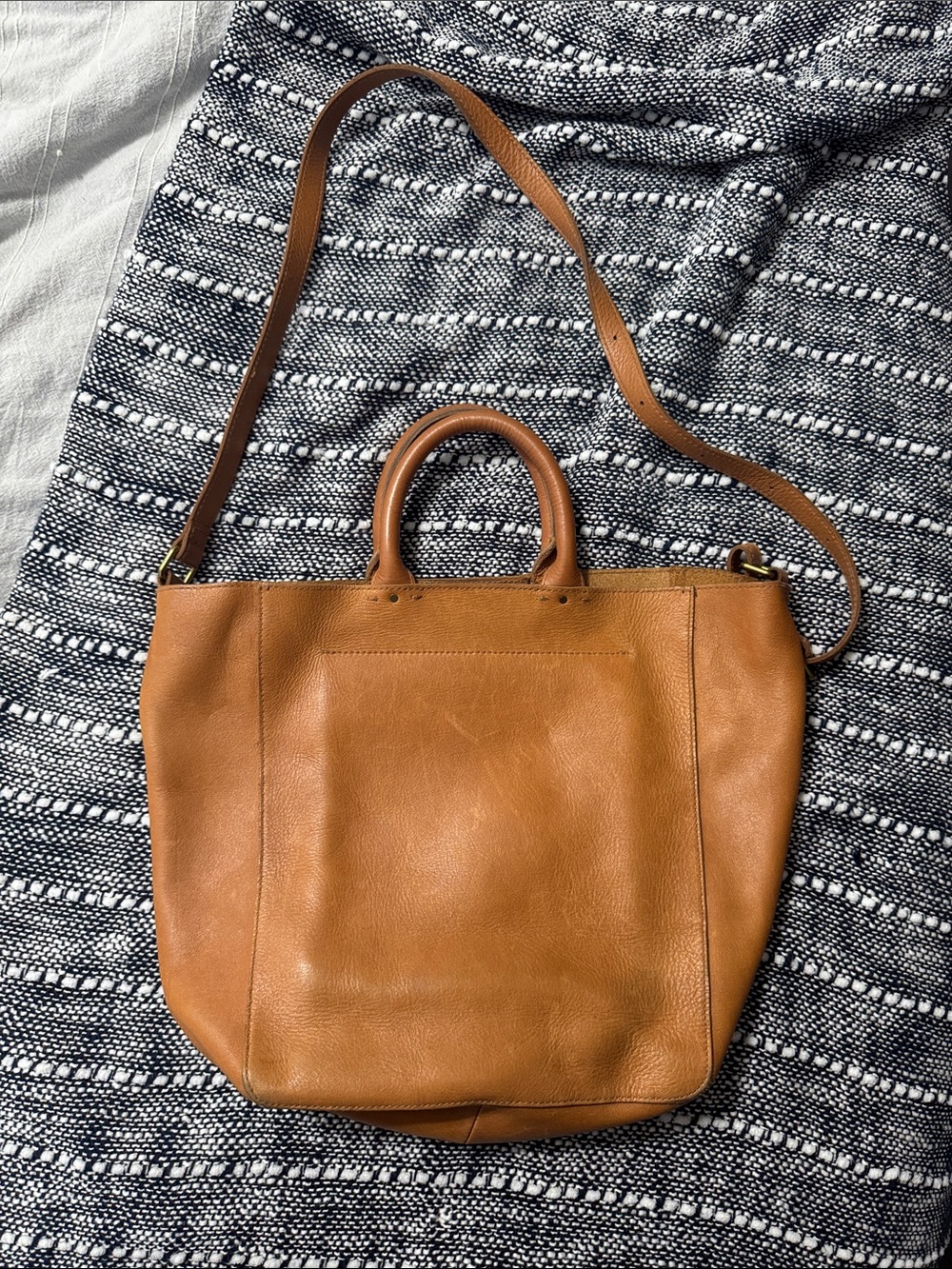 Madewell Classic Tan Leather Tote Bag with Crossbody Strap